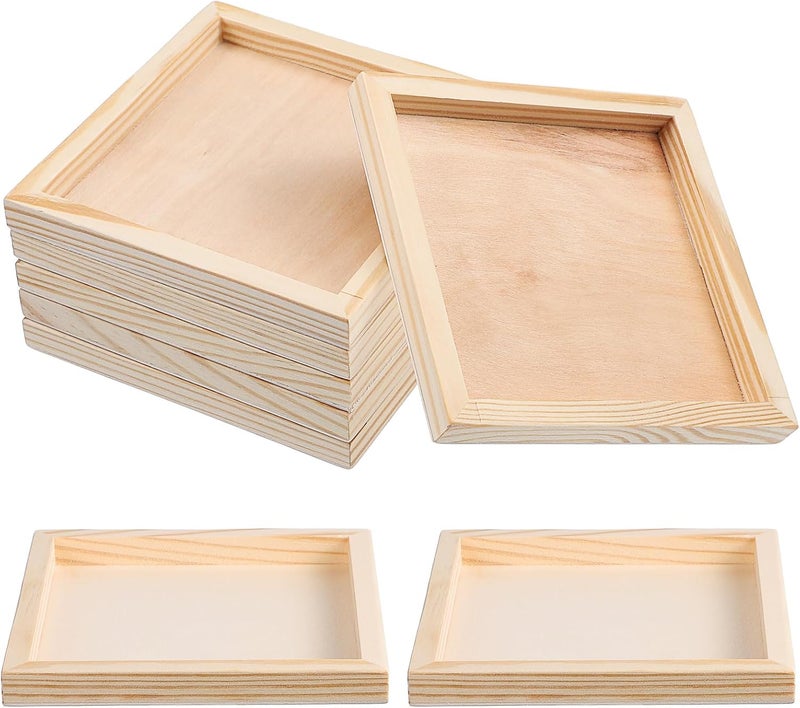 TOPPERFUN 6Pcs Unfinished Wood Trays, 4. 7x4. 7in Small Montessori Tray Wooden, Square Breakfast Food Serving Boxes for Montessori Materials, Crafts to Paint Wooden Boards, Snacks Home Decor - Image 1